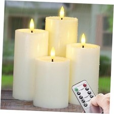 Outdoor 4pcs Flameless Waterproof Candles with Handy Remote 4" 5" 6" 7" Ivory