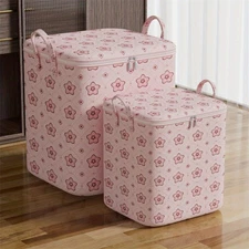 Pink Floral Storage Bins Collapsible Fabric Organizers for Home Space Saver