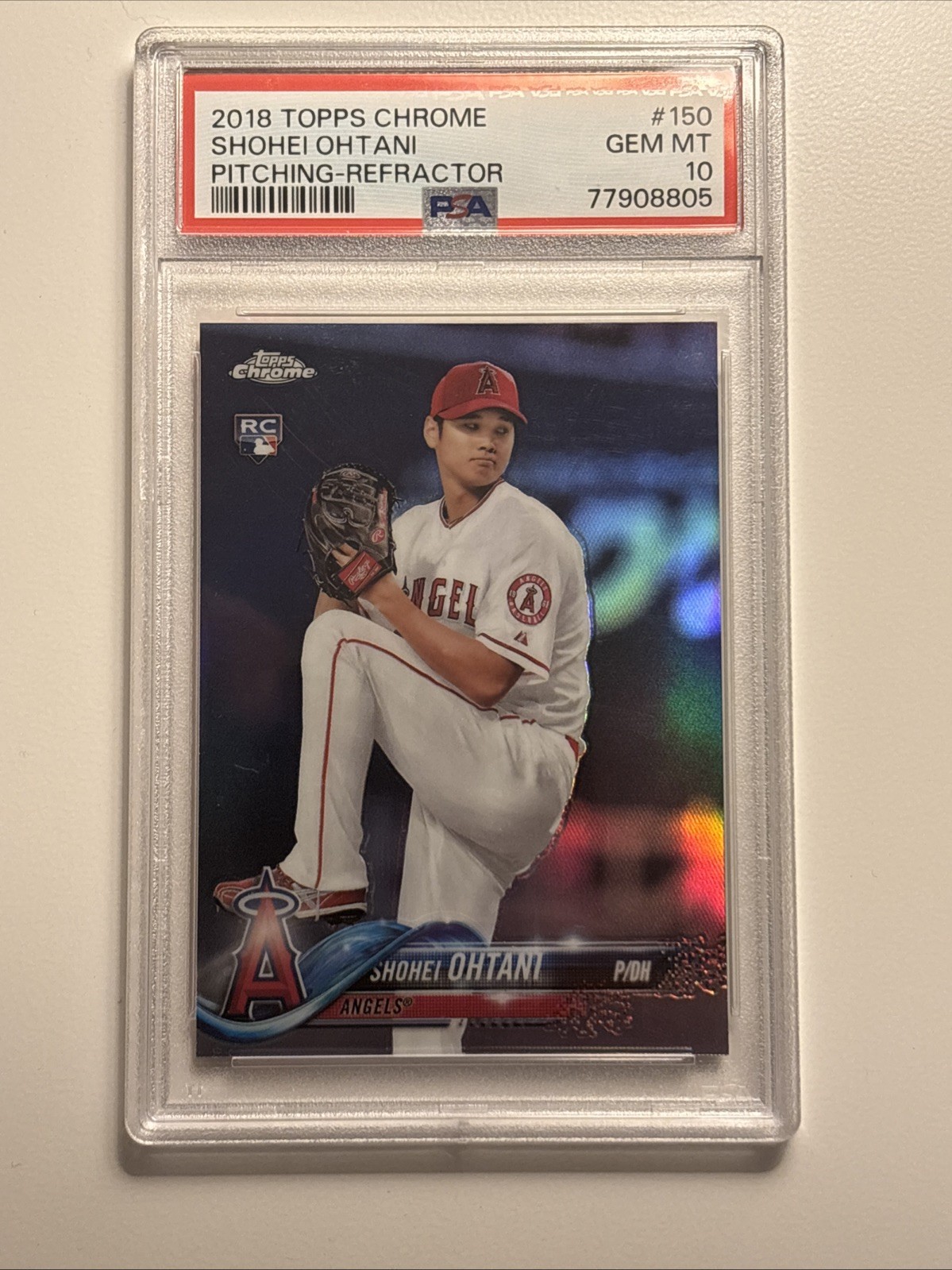 2018 TOPPS CHROME SHOHEI OHTANI Rookie PITCHING REFRACTOR #150 RC PSA 10 LAA LAD