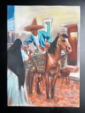 Maynard Dixon Drawing on paper (Handmade) signed and stamped mixed media.