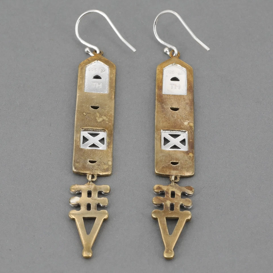 Pendientes colgantes Silpada retirados de plata de ley y latón azteca de 3" de largo W3283 Foto 4 de 4