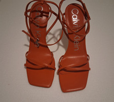 Calvin Klein Tegin Orange Strappy Sandals Squ...