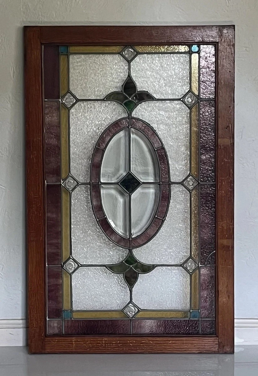 1900-1940 1930s Decade Transom Window Antique Stained Glass