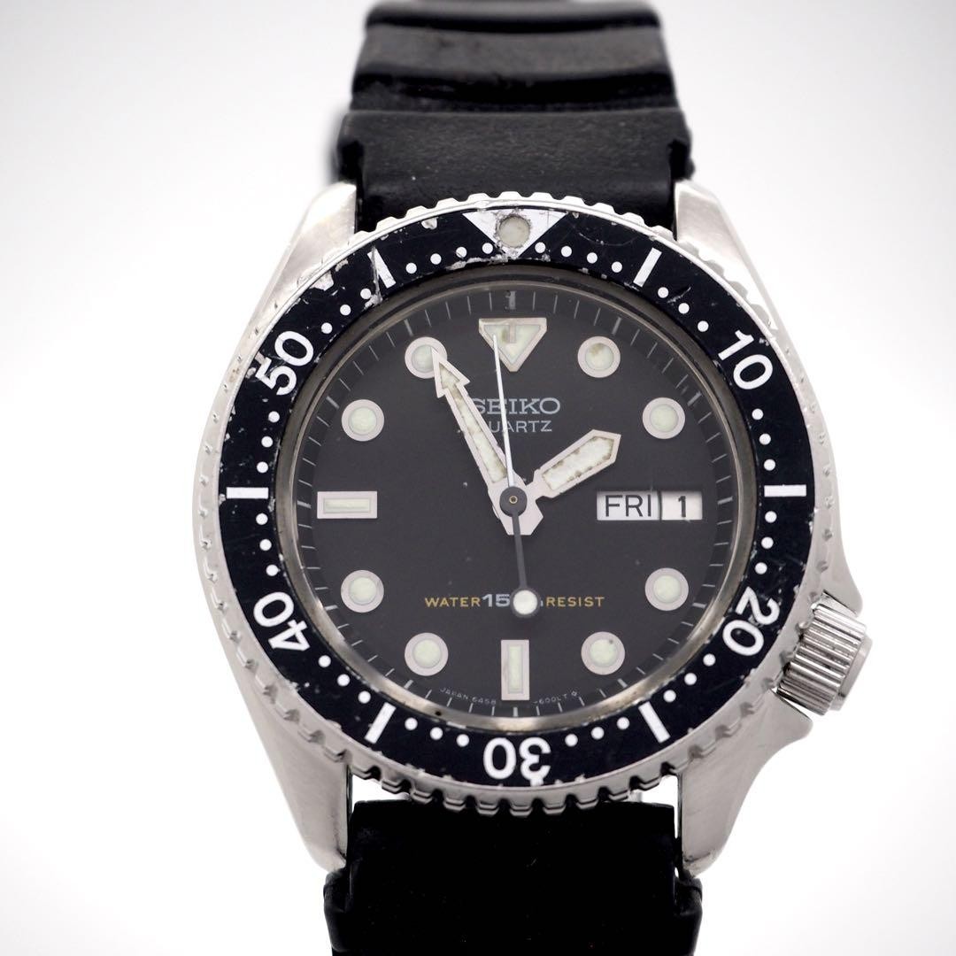 時計 SEIKO 6458-6000 Seiko Diver's 6458-6000 Black Dial Quartz Watch - For Parts