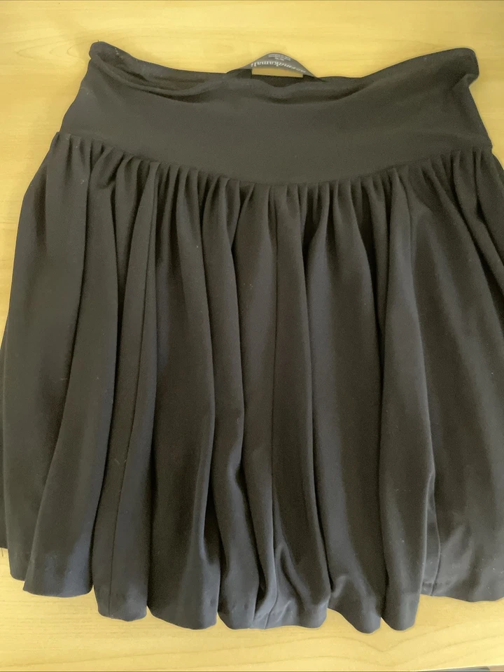 Norma Kamali 黑色裙 M 码弹力面料弹性腰喇叭打褶 — 第 3/4 张图片