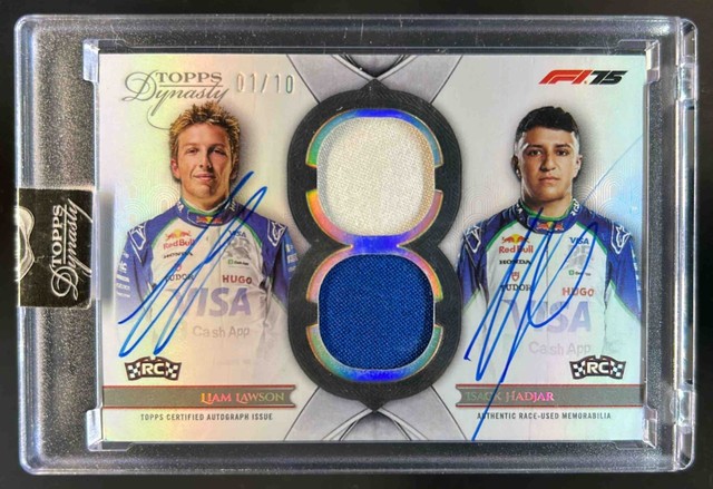 2025 Topps Dynasty Formula 1 F1 Isack Hadjar Liam Lawson Dual Patch Auto RC #/10