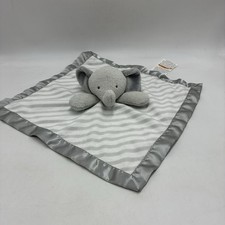 Cloud Island Gray White Striped Elephant Lovey Plush Baby Security Blanket