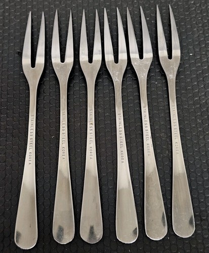6 Stainless Steel Korea Cocktail Seafod Forks V 2 Prong 6⅛" Long Forks - Picture 3 of 7