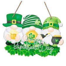 St Patricks Day Door Sign Happy St.Patrick's Day Decorations Sign Gnome