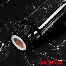Black Marble Self Adhesive Wrap Film Kitchen Worktop Covering Cupboard Sticker