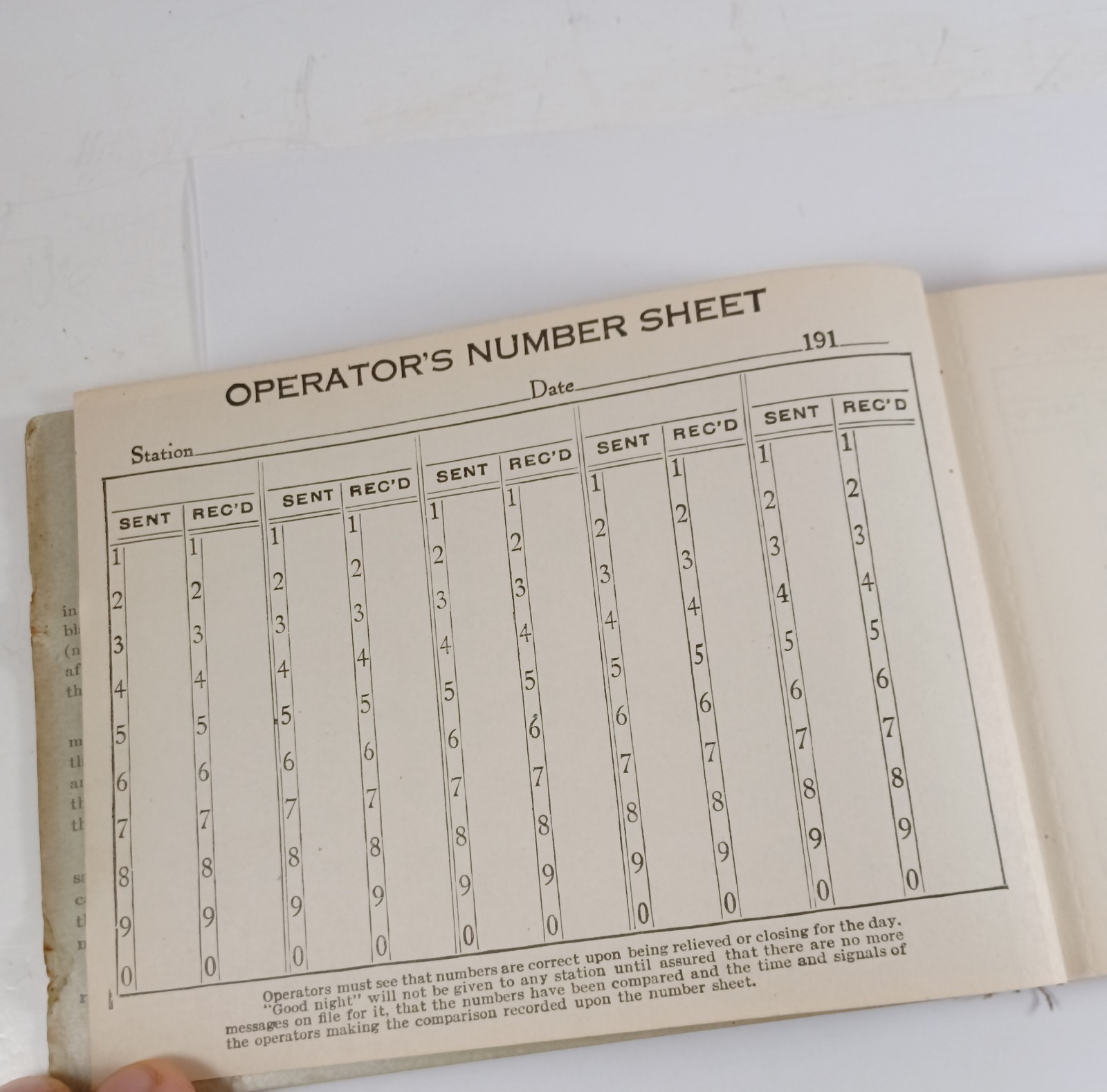 Antique 1917 U.S Army Signal Corps Field Message Book, Pages Unused 