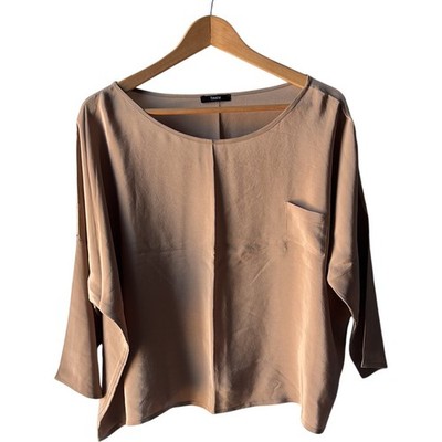 Toupy Blouse Top Womens Large Beige Silk Made in France Designer