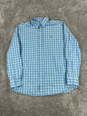 Vineyard Vines Whale Shirt Mens Xl Blue Green Cotton Button Up