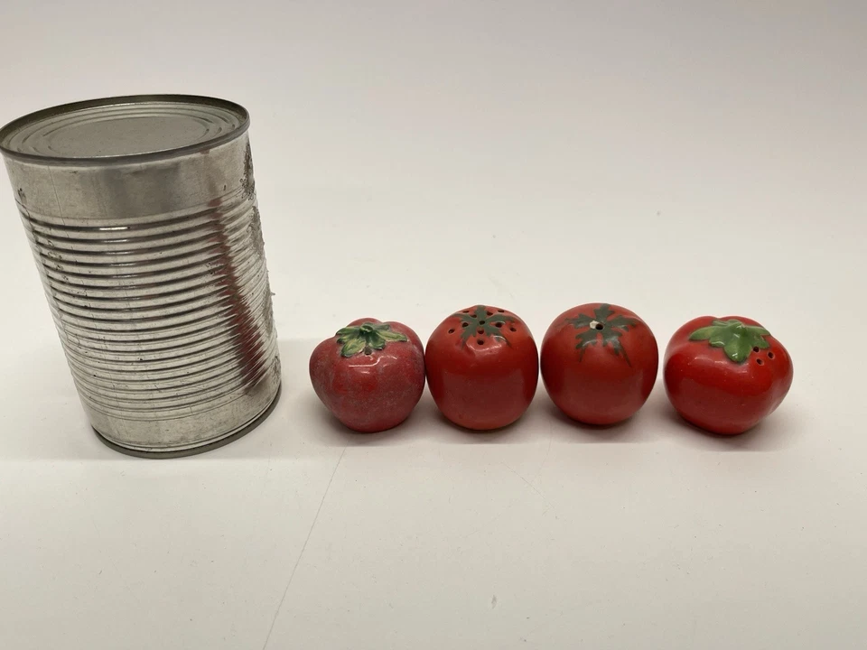 Vintage 1930s Pottery Carlton Ware Red Tomatoes Cruet Salt Pepper Shakers - Image 3 of 4