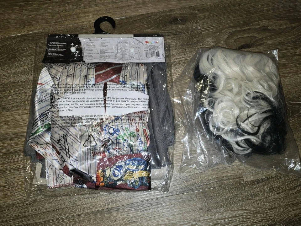 Disney ESTELLA De Vil Young Cruella Deville 3pc Costume & Wig girl size L 10/12 - Image 3 of 4