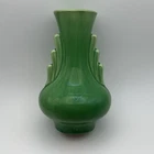 Vintage Art Deco Green Pottery Vase 6” Buttress Handle Style-Haeger? McCoy? USA