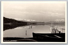 Wallerseee Salzburg Austria RPPC Lake View Boats Alps Real Photo Postcard c.1940