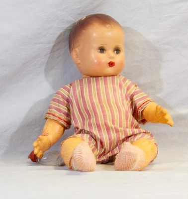 ANTIQUE MAGIC SKIN 15" BABY DOLL with GLASS BOTTLE, sleep eyes, composition head - Image 1 of 4