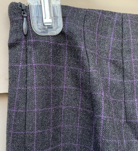 Pantaloni vintage Talbots taglia 2P 100% lana grigio antracite foderati a quadri zip laterale - Foto 10 di 12