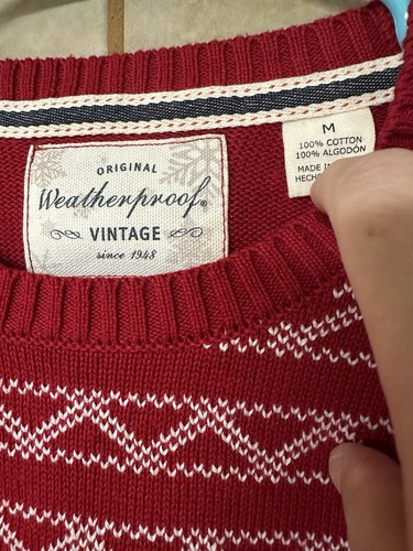 Weatherproof Vintage Holiday Sweater Men's Size Medium Red & White Grandpacore - Picture 2 of 9