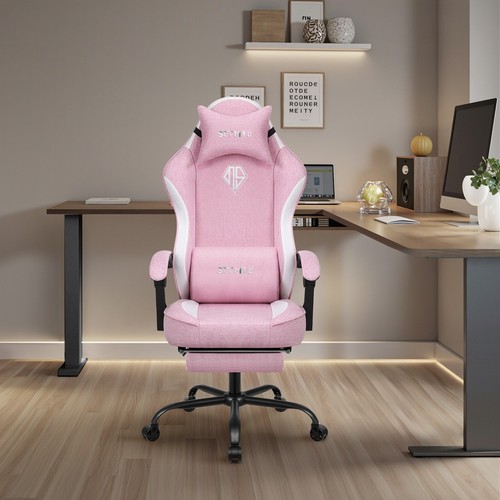 Fabric Gaming Chairs for Adults & Footrest-Computer Video Game Chair Breathable - Picture 28 of 42