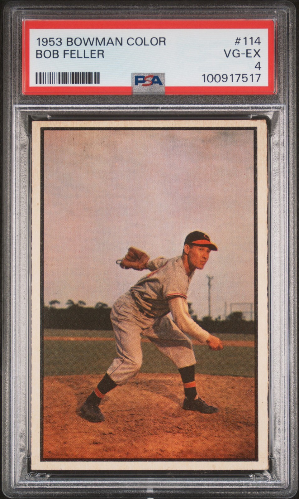 Bob Feller 1953 Bowman Color #114 - PSA 4 - HOF - Freshly Graded / Centered