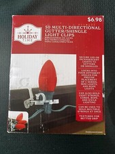   New   Holiday Time 50 Multi Directional Gutter Shingle Light Clips Clear