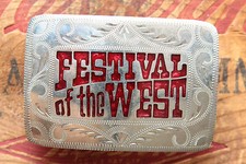 Vintage Johnson Held Hand Made Festival Of The West Inlay Western Belt Buckle