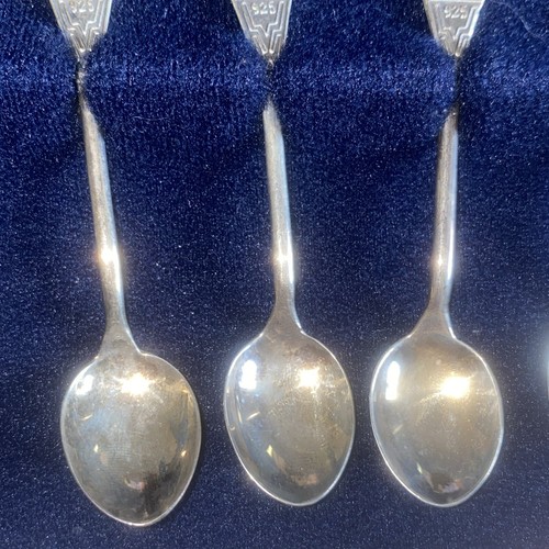 Set 6 cucchiaini souvenir vintage Del Pilar Perù lama argento sterling 925 39,5 g - Foto 8 di 16