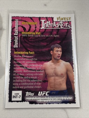 2024 Topps Finest UFC Shavkat Rakhmonov Intimidators Gold Shimmer /39 - Bild 5 von 5