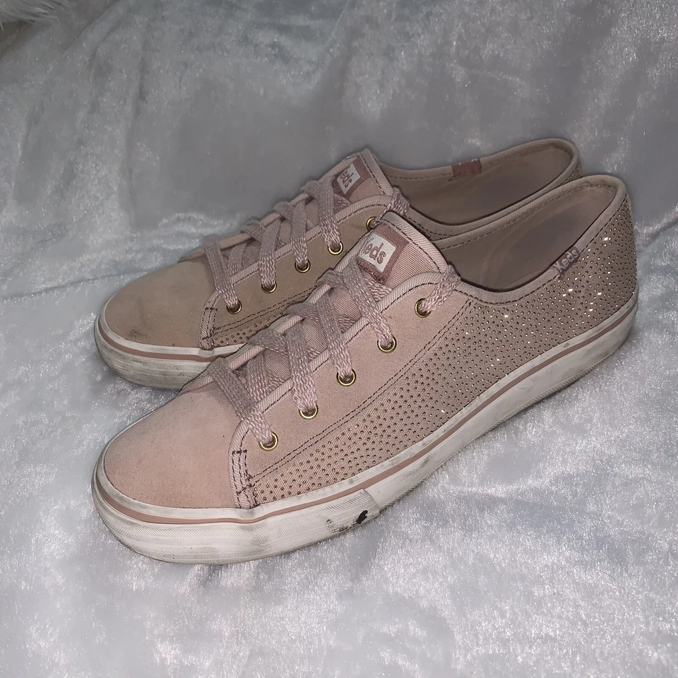 Tenis Keds para mujer 10 rubor rosa gamuza adornado con tachuelas zapatillas planas Foto 4 de 4