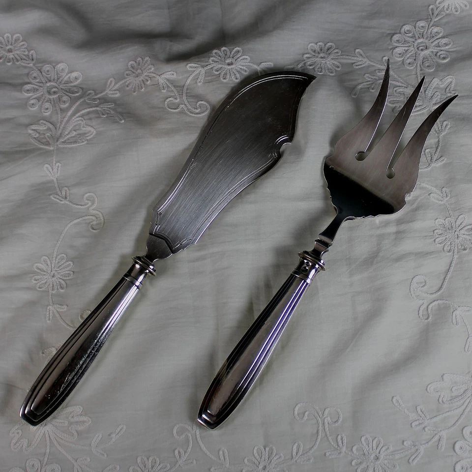 Antiguo juego de peces franceses de plata de ley en caja Foto 2 de 4