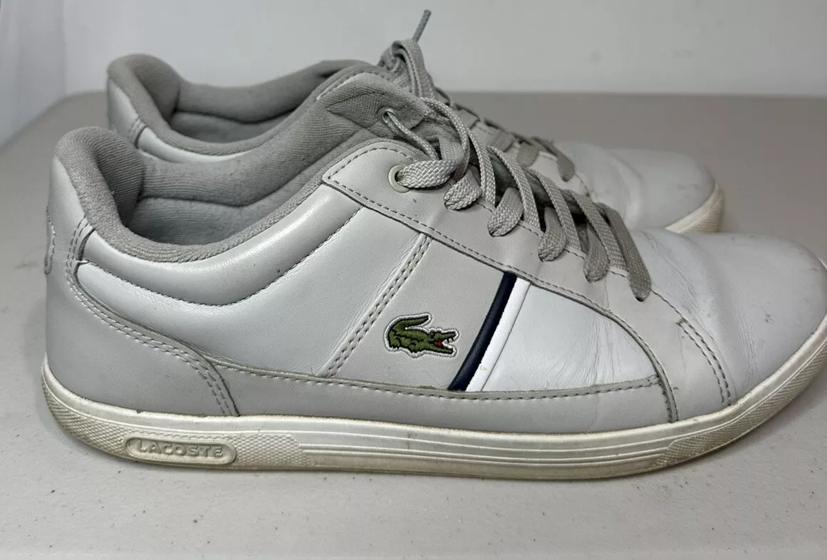 Mens Europa 120 SMA White Blue Stripe Leather Trainer Sz 8 eBay