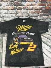 Vtg 90s Rusty Wallace Miller Genuine Draft NASCAR AOP L