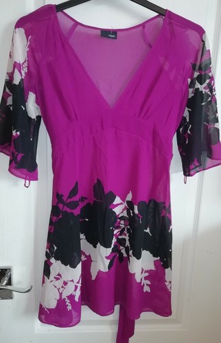 BNWoutT Next Pink & Black Floral Print Semi Sheer Top size 8