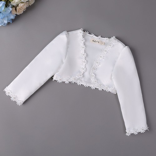 Girl Bolero Jacket Satin Open Front Satin Shrug Cardigan Cape Shawl Wedding - Picture 7 of 13