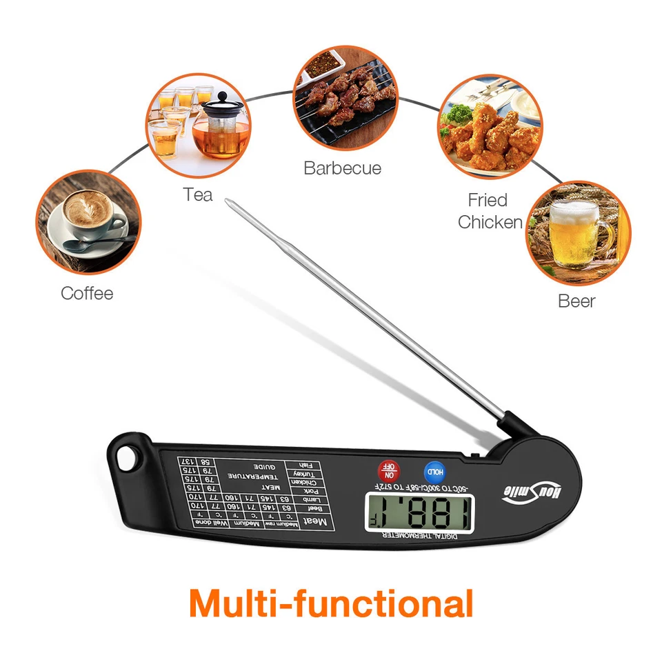 Instant Read Digital Meat Thermometer BBQ Grill Smoker For Kitchen Food Cooking - Image 3 of 4