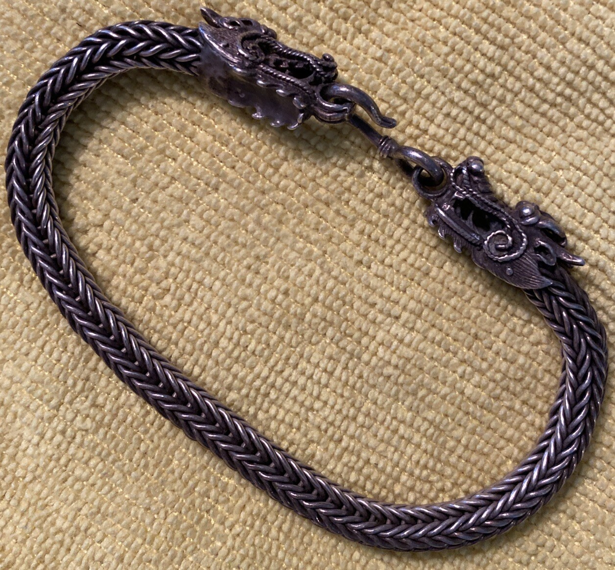 Solid 925 Fine Silver Bracelet Animals Dragon Sna… - image 1