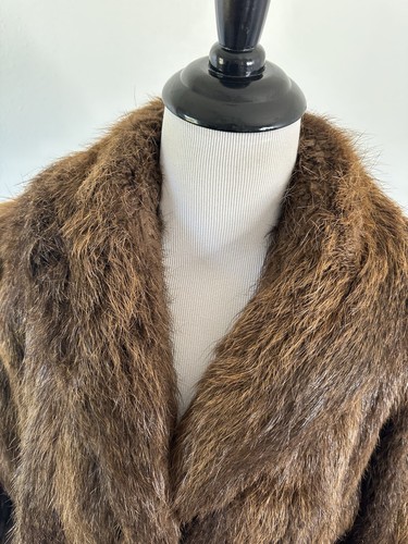 Vintage Beaver Fur Brown Coat Jacket Luxurious Chic 45” Bust - Picture 6 of 13