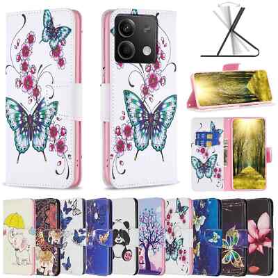 For Xiaomi Redmi A1 A2 Note 13 12 Cute Pattern Wallet Card Slot Flip Case Cover