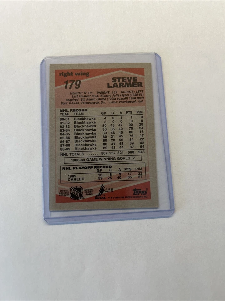1989 TOPPS VINTAGE SIGNED CARD AUTO STEVE LARMER CHICAGO BLACKHAWKS GREAT - Image 4 of 4