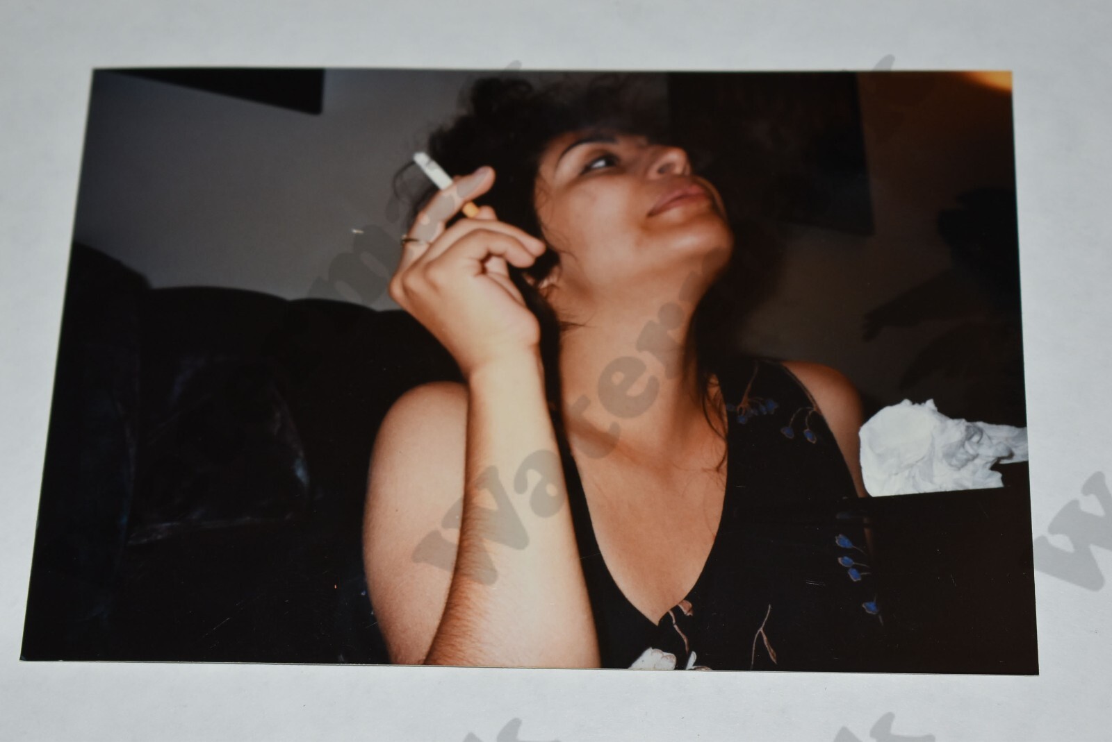 candid busty brunette woman smoking cigarette VINTAGE PHOTOGRAPH Hj | eBay