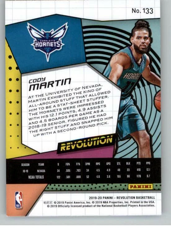 2019-20 Panini Revolution #133 Cody Martin RC (ref 128839) - Image 2 of 2