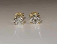 1Ct Round Cut Moissanite Push Back Women's Stud Earrings 14K Yellow Gold Plated