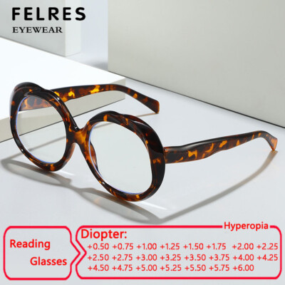Oval Full Frame Reading Glasses Women Retro Anti Blue Light Clear Lens Glasses 