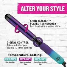 Open Box- Bed Head Rough Volume Digital Hair Curling Wand Fast Heat Shine no box
