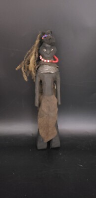 Turkana Kenya African Ikoku Fertility Ngide Beaded Hand Carved Wooden Doll 8''