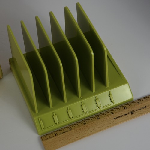 Archivo y organizador de escritorio Collins vintage Mid Century Mod MCM de plástico verde - Imagen 10 de 10