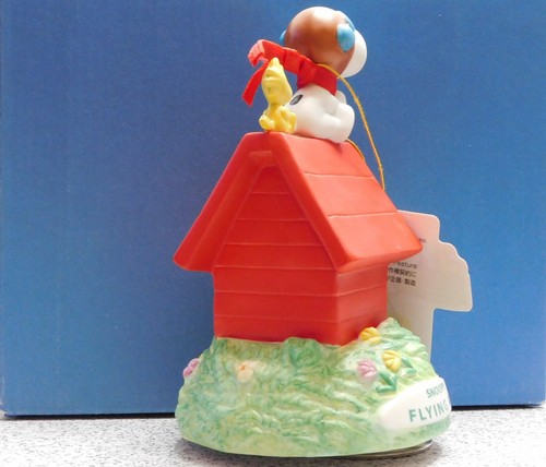 Vintage Peanuts Snoopy Flying Ace Sekiguchi Porcelain Music Box Rare Mint - Picture 6 of 10