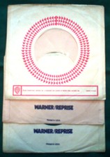 3 pcs - Warner/Reprise Records Original Company 7" 45RPM Paper Sleeves - Used